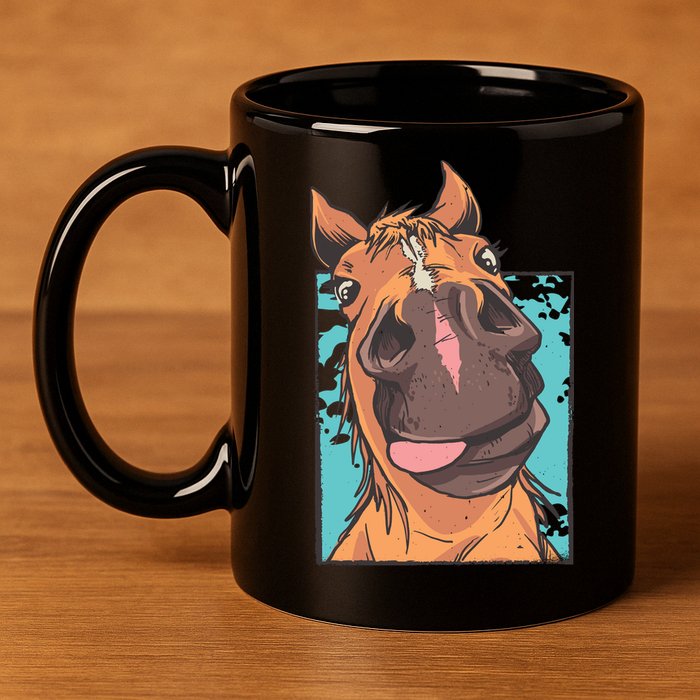 Funny Horse Face 11oz C Handle Ceramic Mug