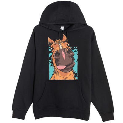 Funny Horse Face Premium Pullover Hoodie