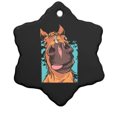 Funny Horse Face Ceramic Star Ornament