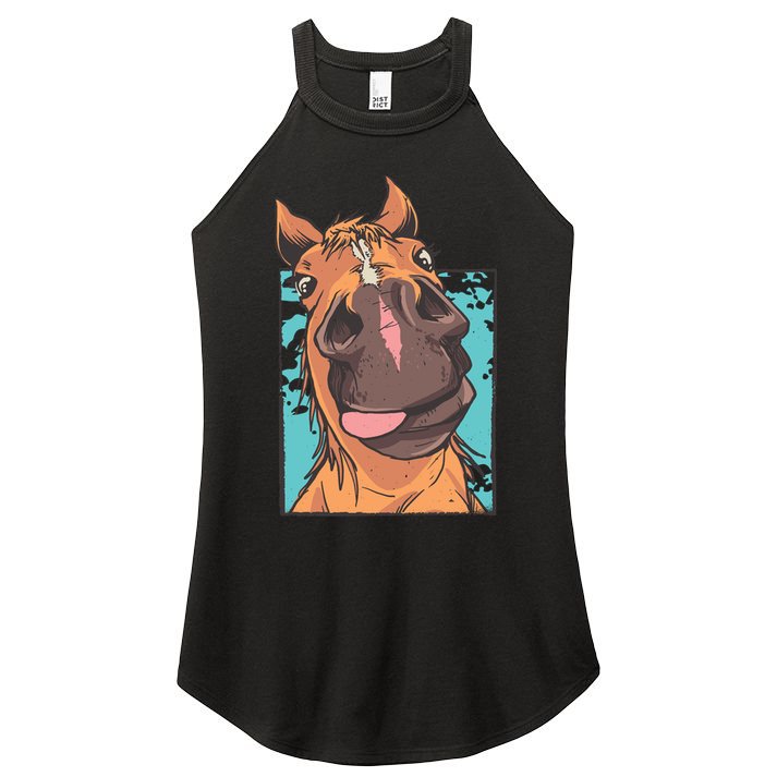 Funny Horse Face Women's Perfect Tri Rocker Tank