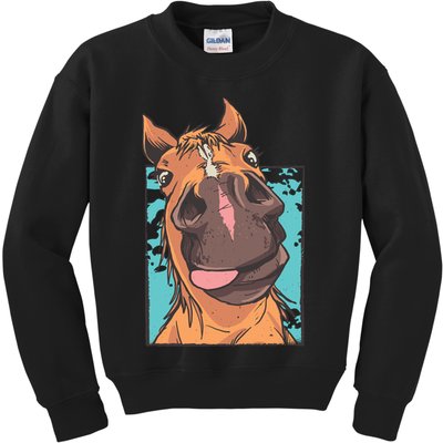 Funny Horse Face Kids Sweatshirt