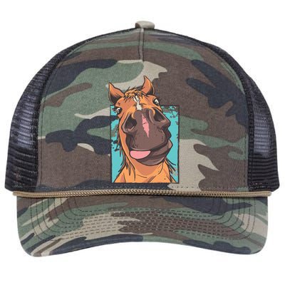 Funny Horse Face Retro Rope Trucker Hat Cap