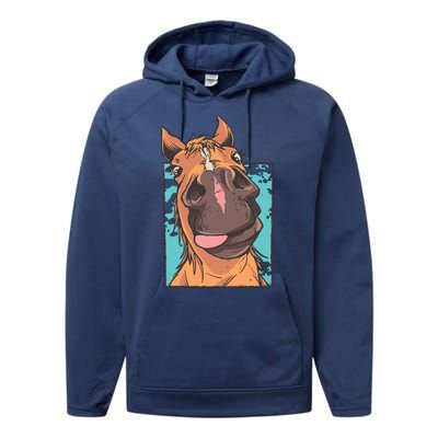 Funny Horse Face Performance Fleece Hoodie