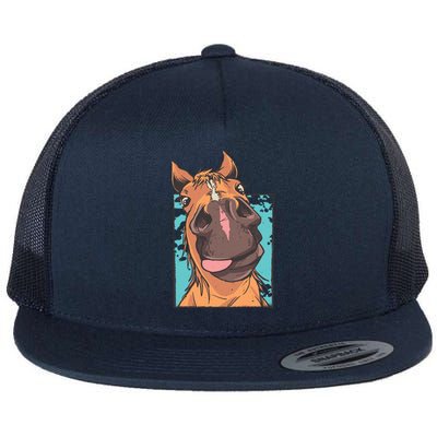 Funny Horse Face Flat Bill Trucker Hat