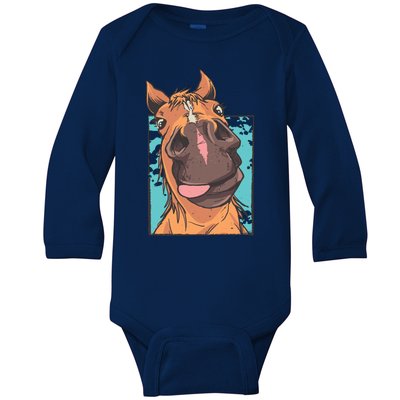 Funny Horse Face Baby Long Sleeve Bodysuit