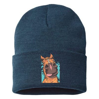 Funny Horse Face Sustainable Knit Beanie