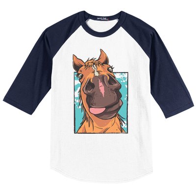 Funny Horse Face Baseball Sleeve Shirt