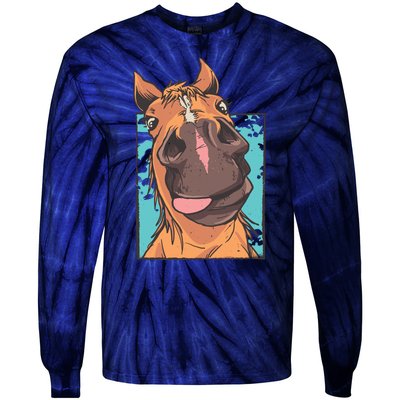 Funny Horse Face Tie-Dye Long Sleeve Shirt