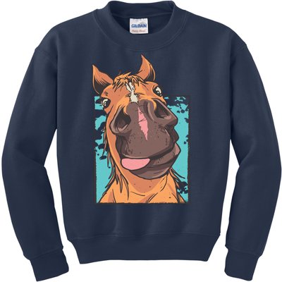 Funny Horse Face Kids Sweatshirt