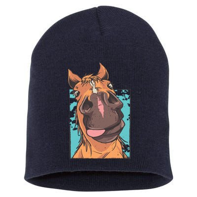 Funny Horse Face Short Acrylic Beanie