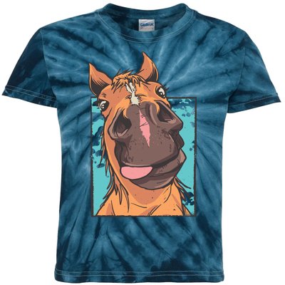 Funny Horse Face Kids Tie-Dye T-Shirt