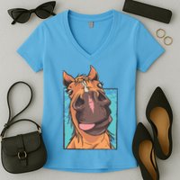 Funny Horse Face Women's V-Neck T-Shirt