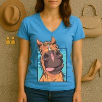 Funny Horse Face Women's V-Neck T-Shirt
