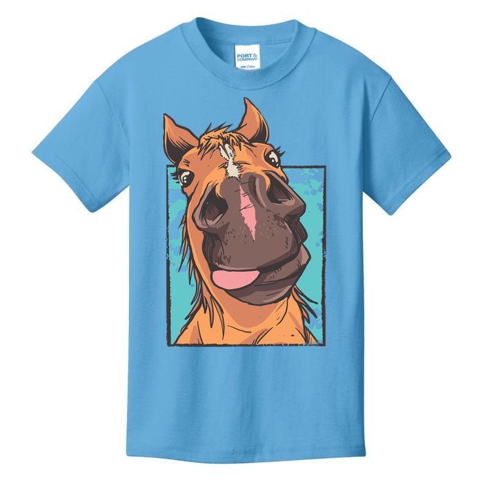 Funny Horse Face Kids T-Shirt