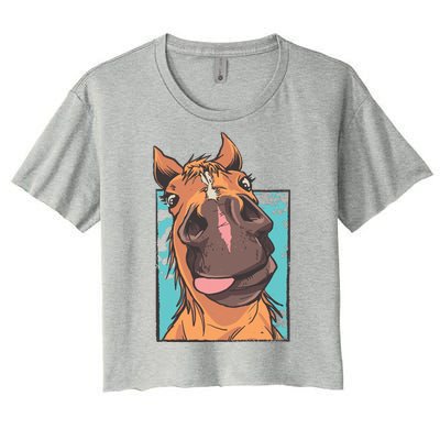 Funny Horse Face Women's Crop Top Tee