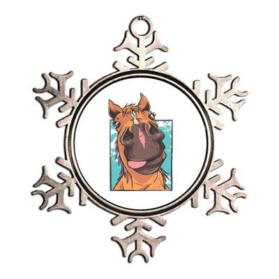 Funny Horse Face Metallic Star Ornament