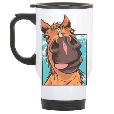 Funny Horse Face Stainless Steel Travel Mug