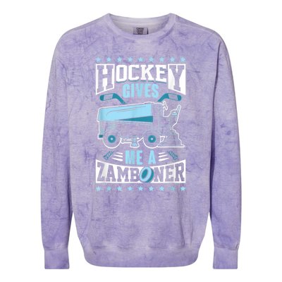 Funny Hockey For Men Hockey Gives Me A Zamboner Colorblast Crewneck Sweatshirt