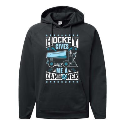 Funny Hockey For Men Hockey Gives Me A Zamboner Performance Fleece Hoodie