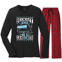 Funny Hockey For Men Hockey Gives Me A Zamboner Women's Long Sleeve Flannel Pajama Set 