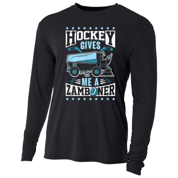 Funny Hockey For Men Hockey Gives Me A Zamboner Cooling Performance Long Sleeve Crew