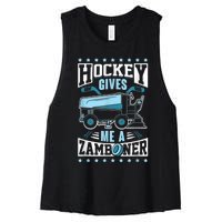 Funny Hockey For Men Hockey Gives Me A Zamboner Women's Racerback Cropped Tank