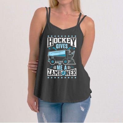 Funny Hockey For Men Hockey Gives Me A Zamboner Women's Strappy Tank