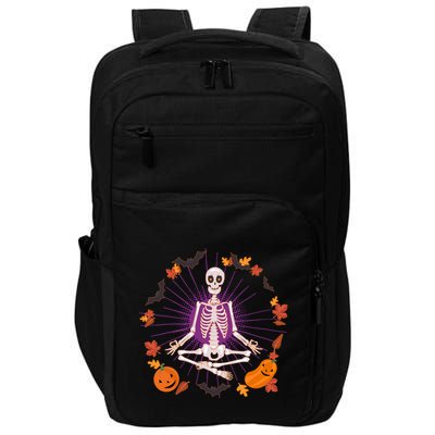 Funny Halloween Fall Autumn Namaste Yoga Skeleton Impact Tech Backpack