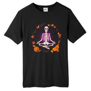 Funny Halloween Fall Autumn Namaste Yoga Skeleton Tall Fusion ChromaSoft Performance T-Shirt