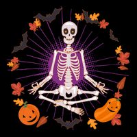 Funny Halloween Fall Autumn Namaste Yoga Skeleton Womens Tank Top