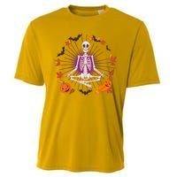 Funny Halloween Fall Autumn Namaste Yoga Skeleton Cooling Performance Crew T-Shirt