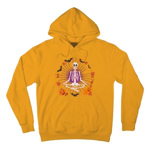 Funny Halloween Fall Autumn Namaste Yoga Skeleton Hoodie