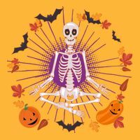 Funny Halloween Fall Autumn Namaste Yoga Skeleton Tall T-Shirt