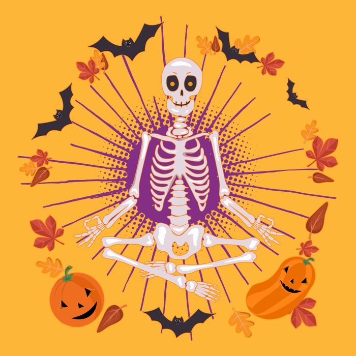 Funny Halloween Fall Autumn Namaste Yoga Skeleton Tall T-Shirt