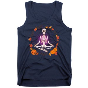 Funny Halloween Fall Autumn Namaste Yoga Skeleton Tank Top