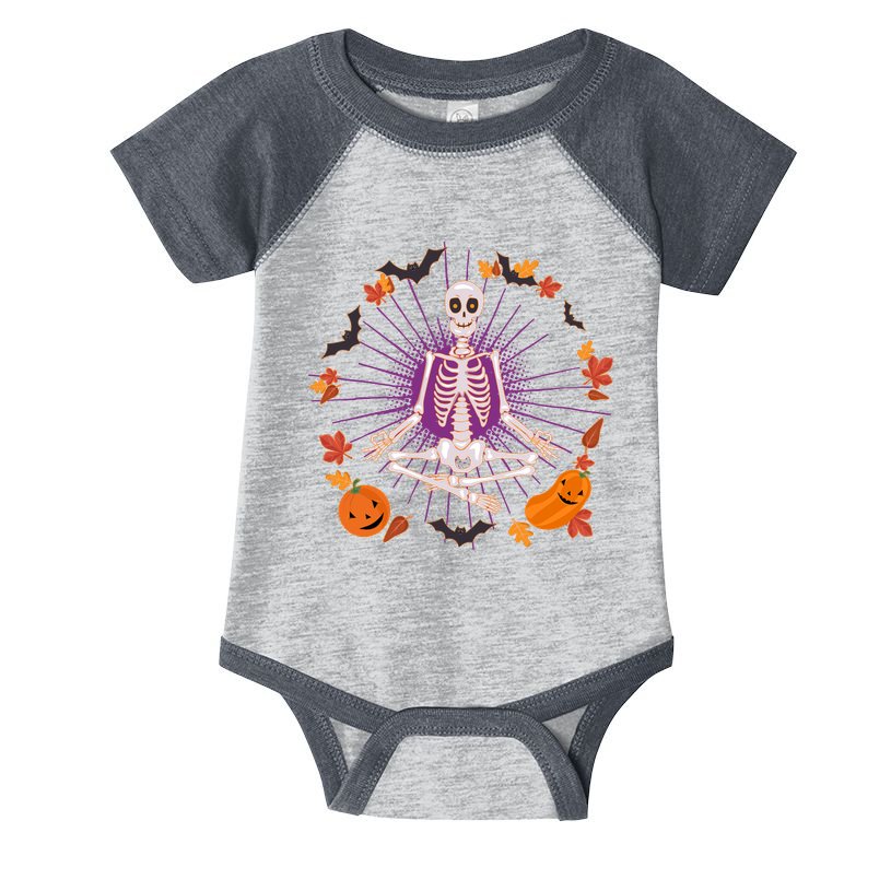 Funny Halloween Fall Autumn Namaste Yoga Skeleton Infant Baby Jersey Bodysuit