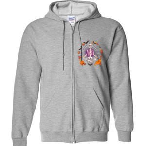 Funny Halloween Fall Autumn Namaste Yoga Skeleton Full Zip Hoodie