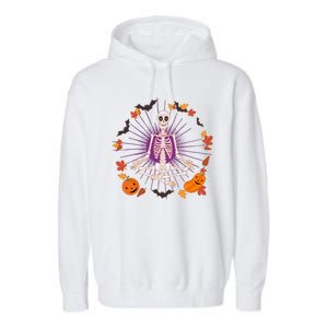 Funny Halloween Fall Autumn Namaste Yoga Skeleton Garment-Dyed Fleece Hoodie