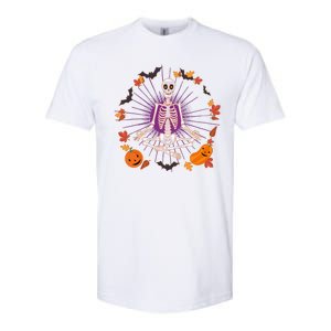 Funny Halloween Fall Autumn Namaste Yoga Skeleton Softstyle CVC T-Shirt