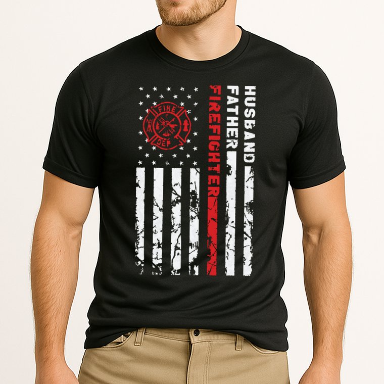 Firefighter Husband Father Fireman Fathers Day Gift For Dad Cooling Performance Crew T-Shirt