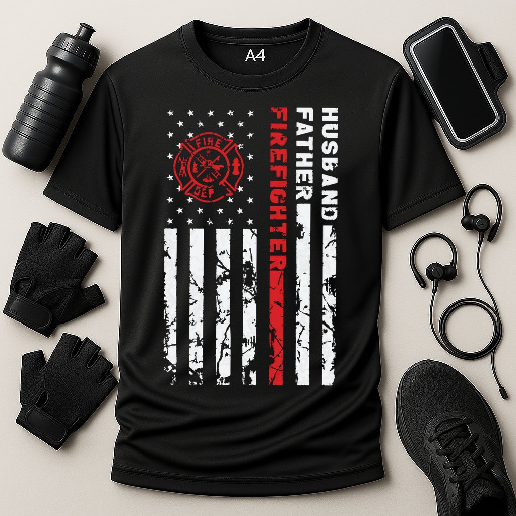 Firefighter Husband Father Fireman Fathers Day Gift For Dad Cooling Performance Crew T-Shirt