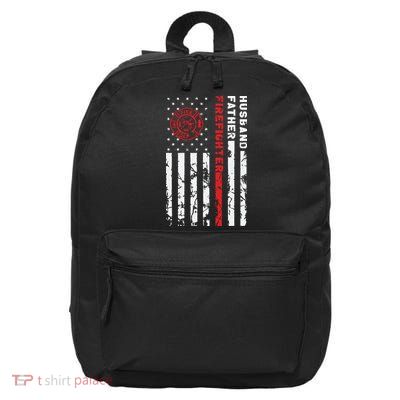 Firefighter Husband Father Fireman Fathers Day Gift For Dad 16 in Basic Backpack