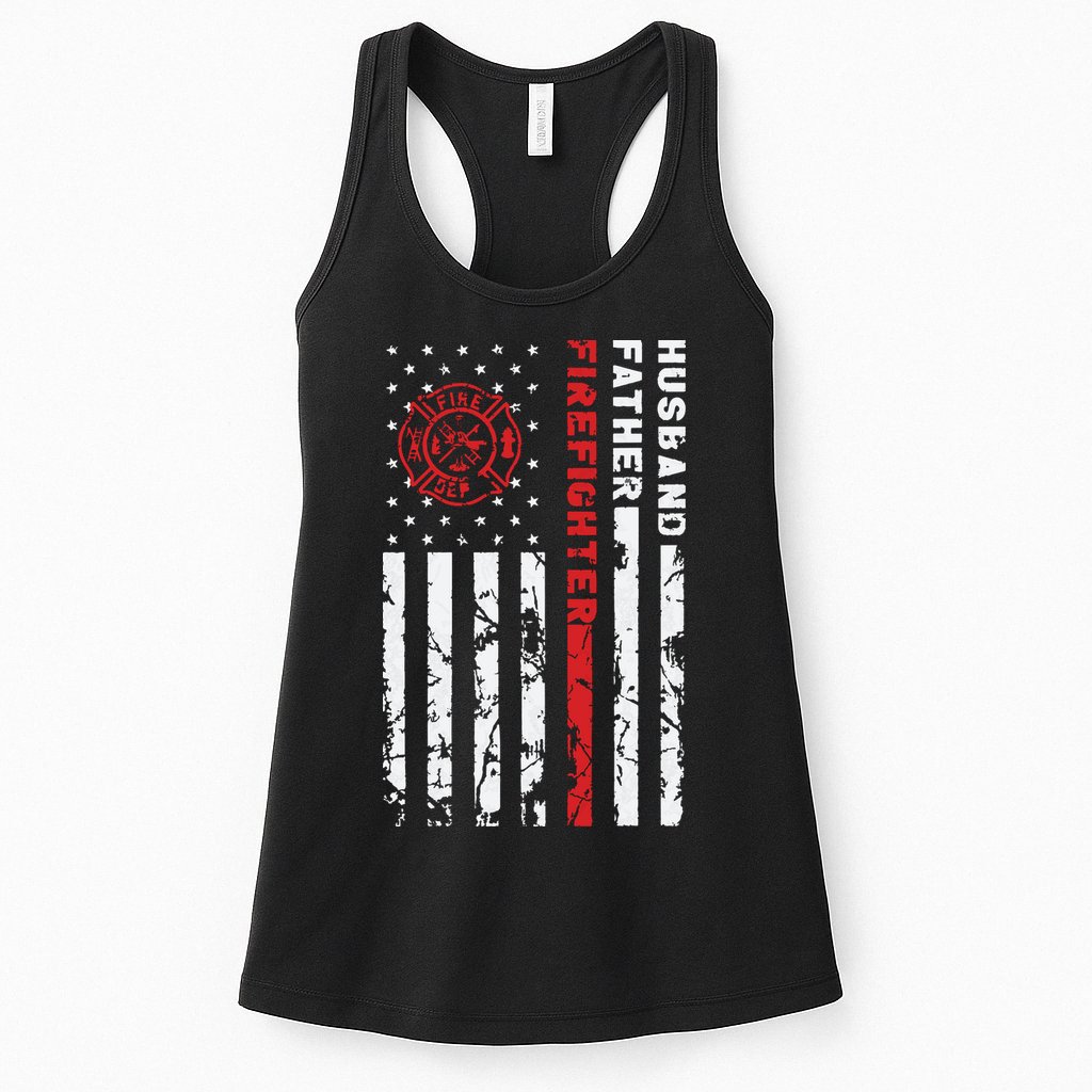Firefighter Husband Father Fireman Fathers Day Gift For Dad Womens Tank Top