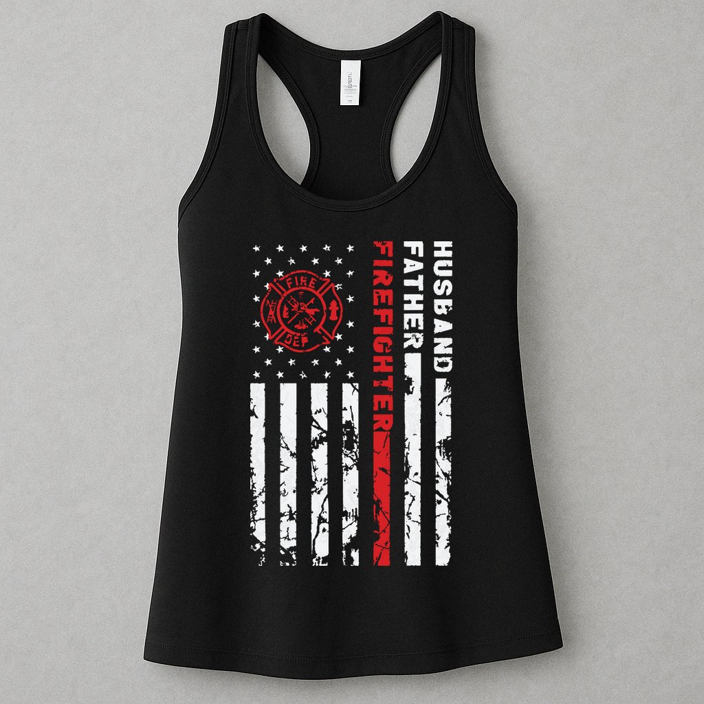 Firefighter Husband Father Fireman Fathers Day Gift For Dad Womens Tank Top