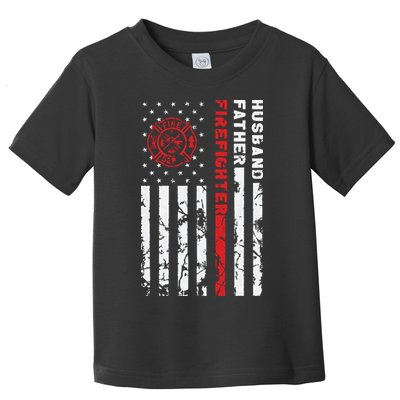 Firefighter Husband Father Fireman Fathers Day Gift For Dad Toddler T-Shirt