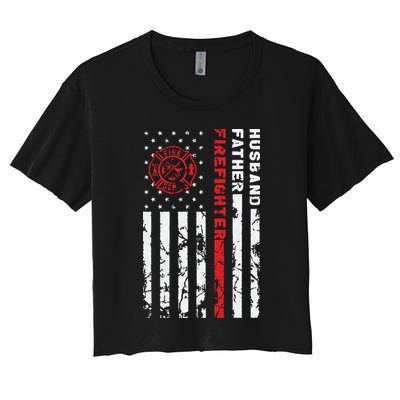 Firefighter Husband Father Fireman Fathers Day Gift For Dad Crop Top