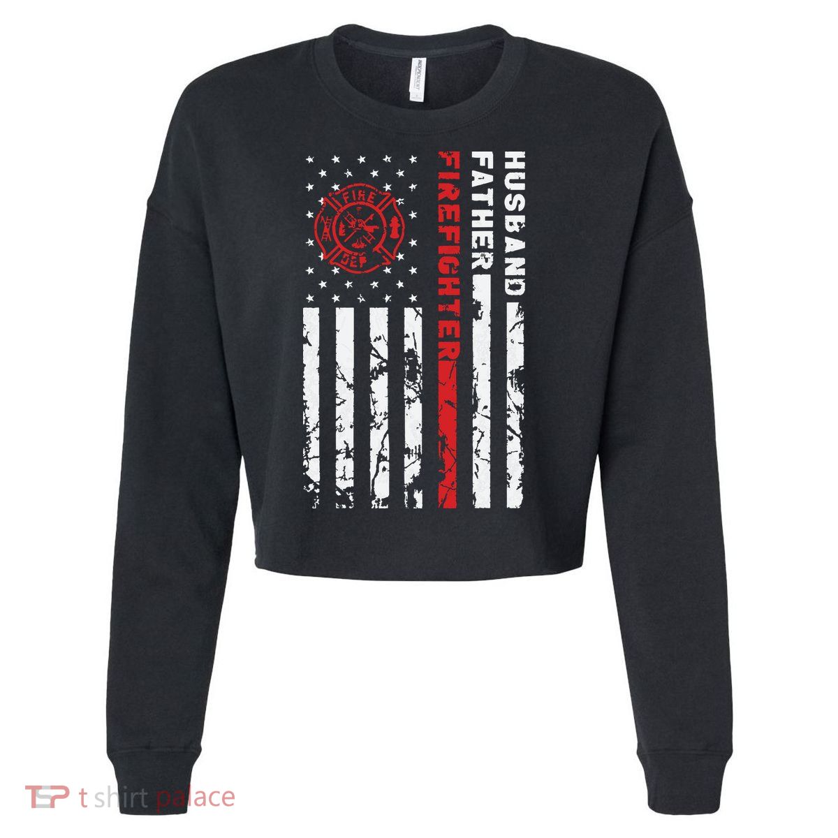 Firefighter Husband Father Fireman Fathers Day Gift For Dad Cropped Pullover Crew