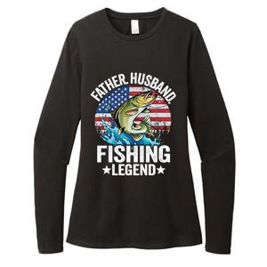 Father Husband Fishing Legend American Flag Dad Fishing Gift Womens CVC Long Sleeve Shirt