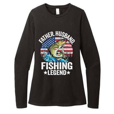 Father Husband Fishing Legend American Flag Dad Fishing Gift Womens CVC Long Sleeve Shirt