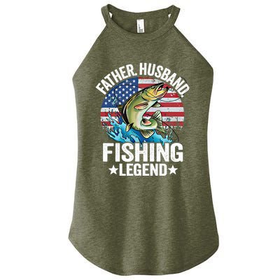 Father Husband Fishing Legend American Flag Dad Fishing Gift Women's Perfect Tri Rocker Tank